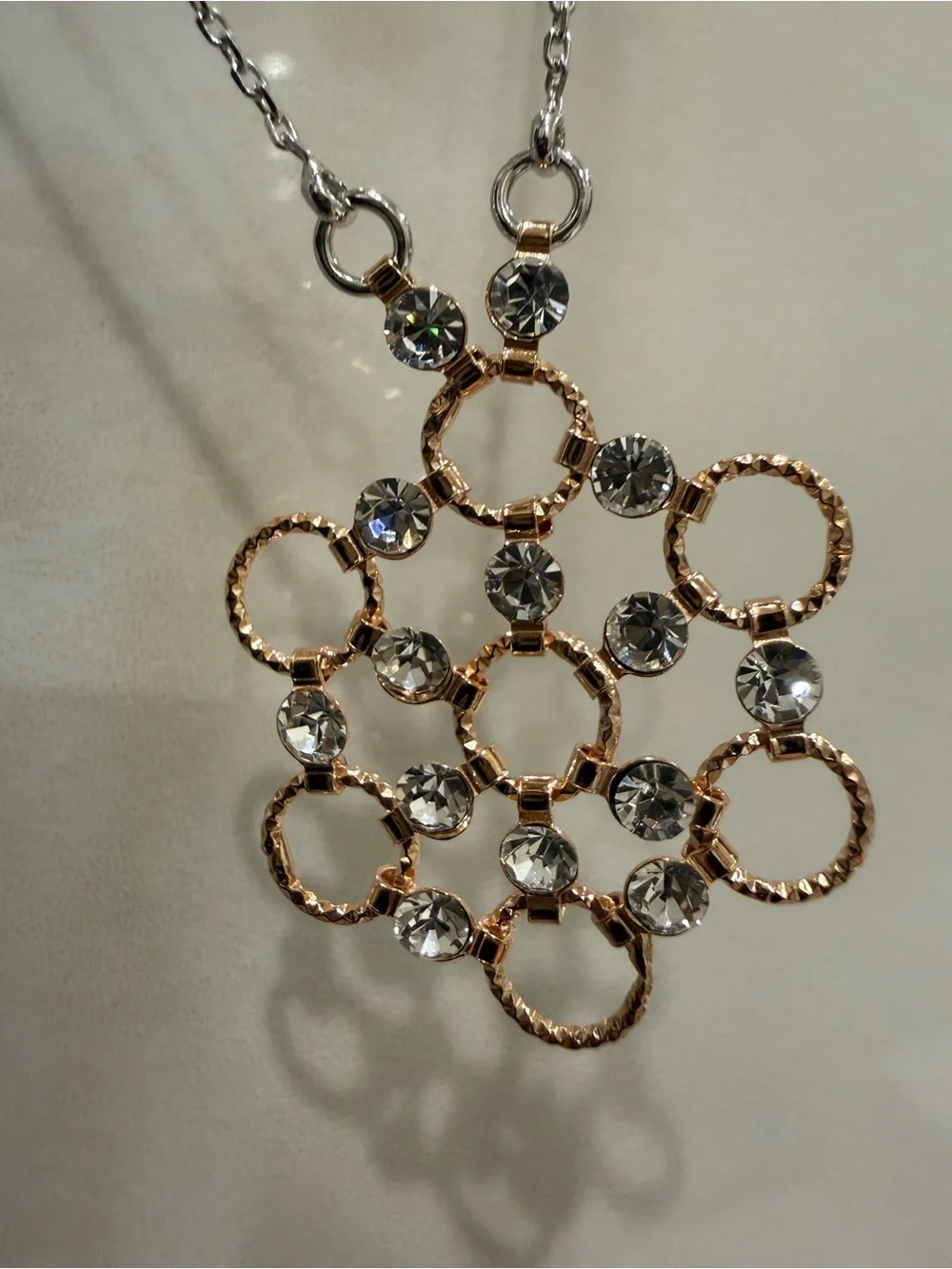 925 Sterling Silver Rose Gold Cluster Necklace